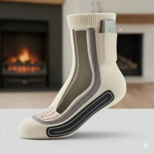 Close-up showing the placement of internal heating elements designed to distribute warmth across the toes and soles.