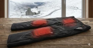 A thin, moisture-wicking heated base layer trouser designed to fit comfortably under a ski suit.