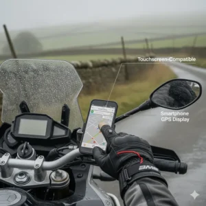 An illustration showing how to measure hand circumference to ensure the correct fit for heated motorcycle gloves.