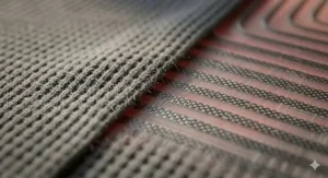Close-up texture of the breathable, moisture-wicking fleece lining of a premium heated thermal base layer.