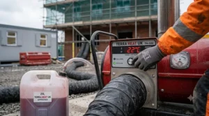 High-efficiency diesel heater for construction site use, helping to manage fuel costs on large projects.