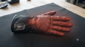 Diagram showing all-finger heating elements designed to improve circulation for Raynaud's sufferers