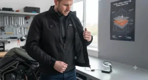 Wearing a slimline budget heated motorcycle jacket as a mid-layer under a heavy touring jacket.