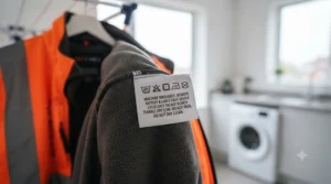 Icon-style illustration demonstrating that the hi-vis heated jacket is machine washable.