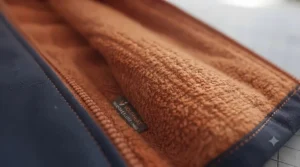 Close-up of the soft, breathable thermal fleece lining inside the heated safety jacket.