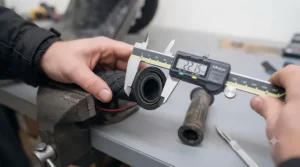 Demonstration of trimming the length of universal heated grips to fit smaller scooter handlebars.