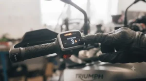 Textured rubber touring heated grips designed to reduce hand fatigue on long-distance rides.