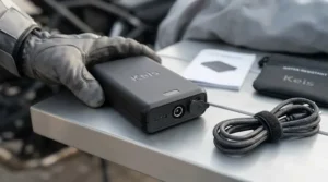 Long-life rechargeable lithium-ion battery pack used to power a heated motorcycle vest for touring.